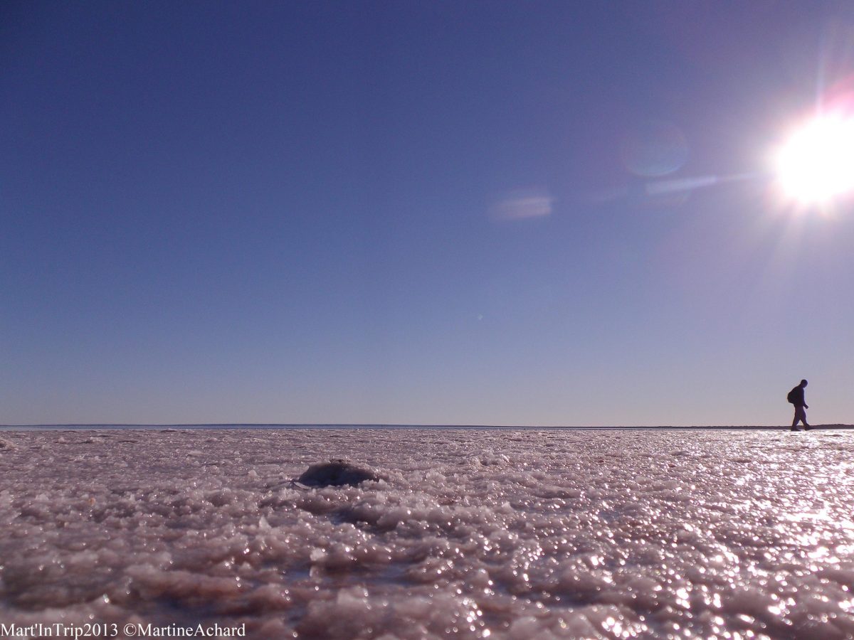 étendu du sel blanc à la place d'un lac