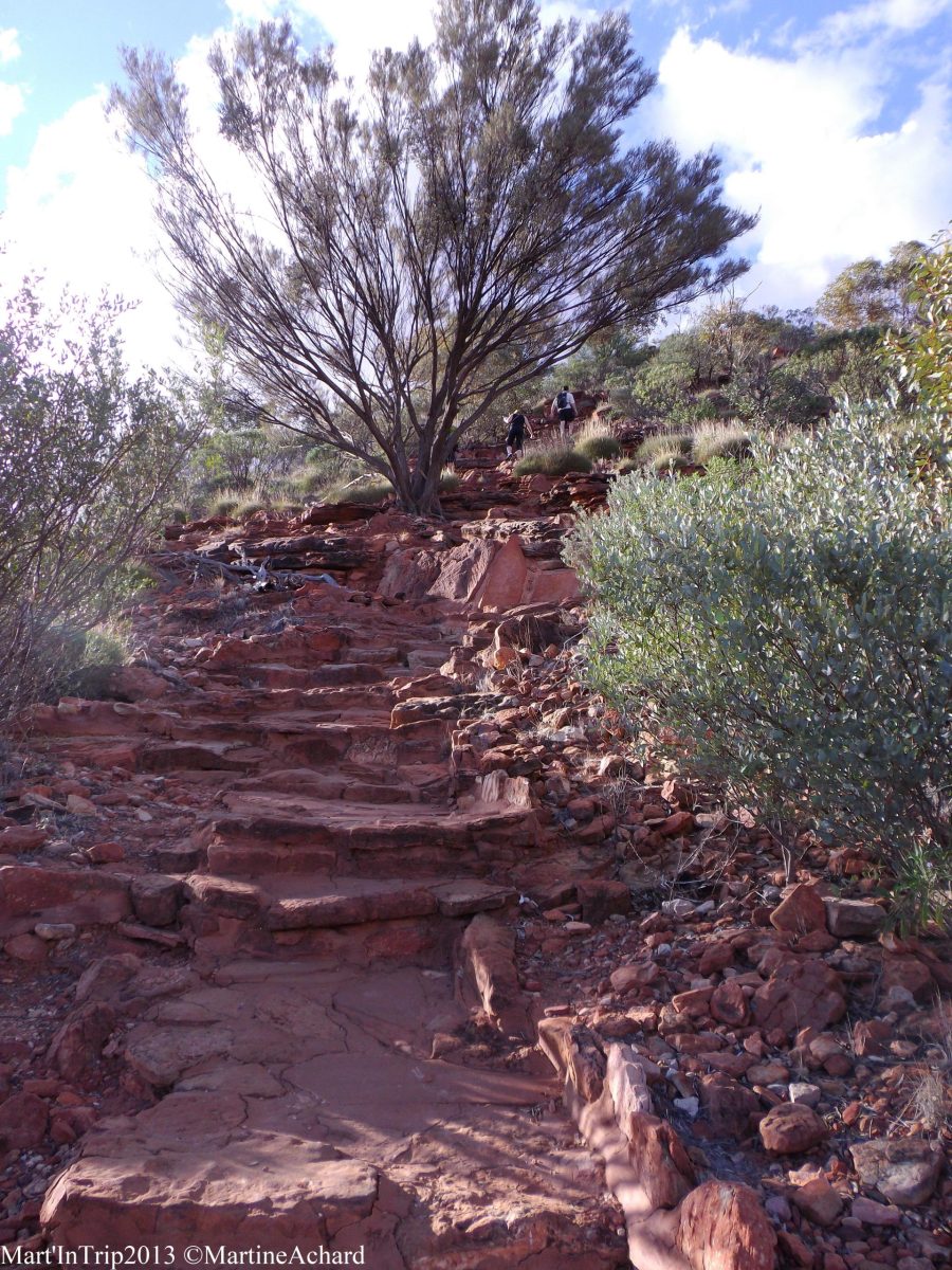 escaliers en roche pour grimper dans le canyon
